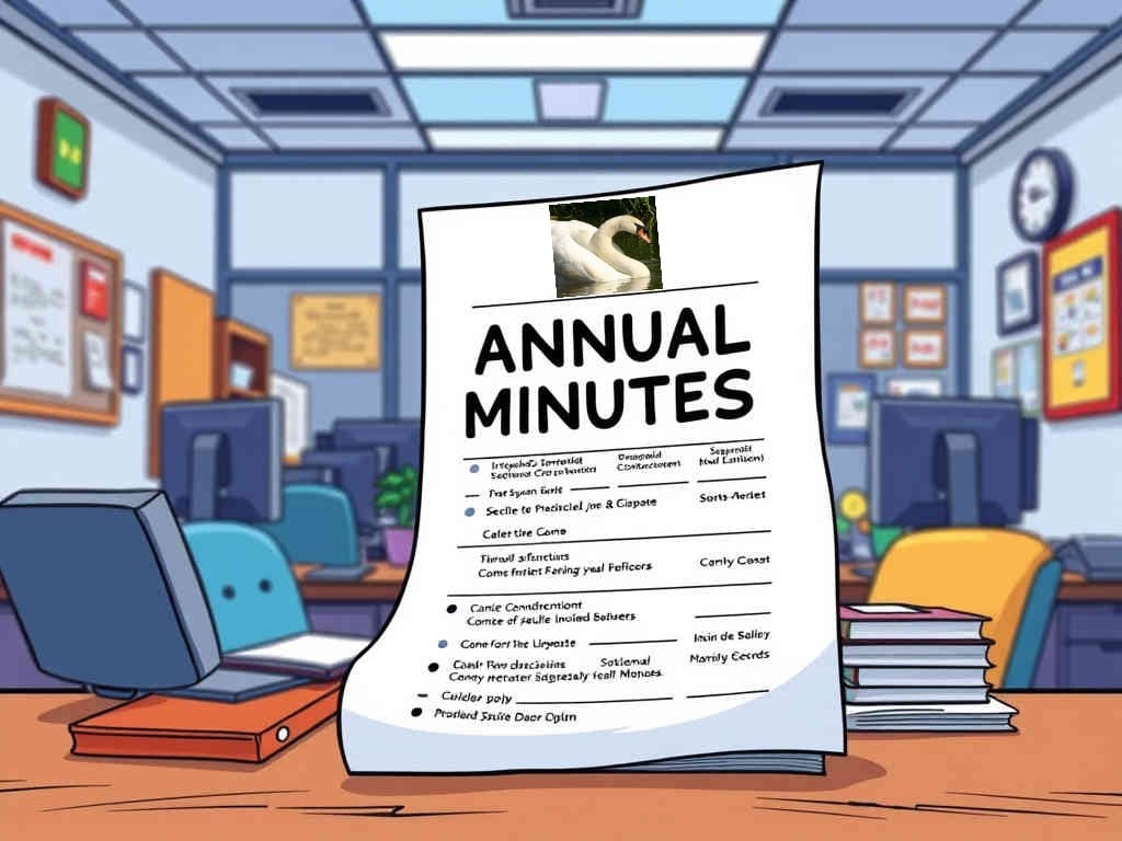 Cartoon Annual meeting minutes image