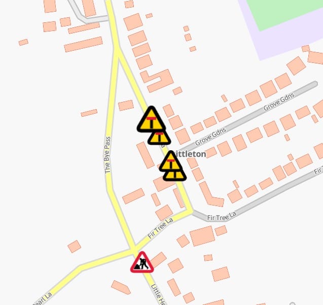 Map of Littleton Lane road closure Sep25