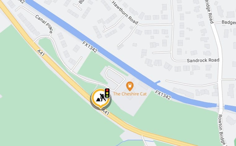 Map of Whitchurch Road works overnight